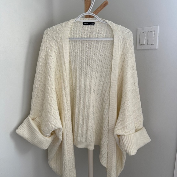 Shein | Size M | Cable Knit Dolman Sleeve Oversized Cardigan (Off-White) - Picture 2 of 6